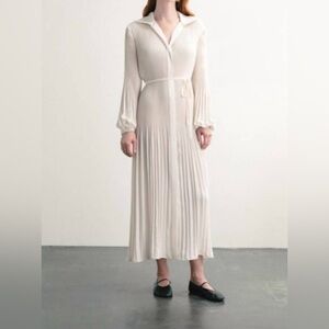 Darling,‎ Alameda Micro Pleated Red Collared Dress White Cream Size Small